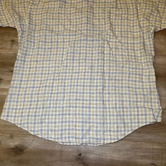 Brooks Brothers Shirt Mens L Pastel Yellow Plaid Check Tattersall Linen Pocket - Picture 7 of 9